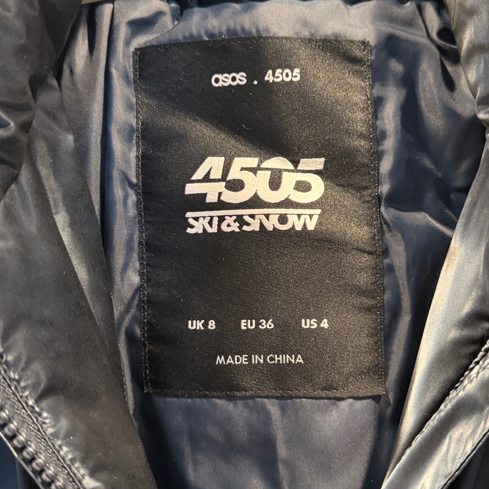 ASOS Navy Belted Ski Suit w/ Faux Fur Hood - Picture 3 of 12